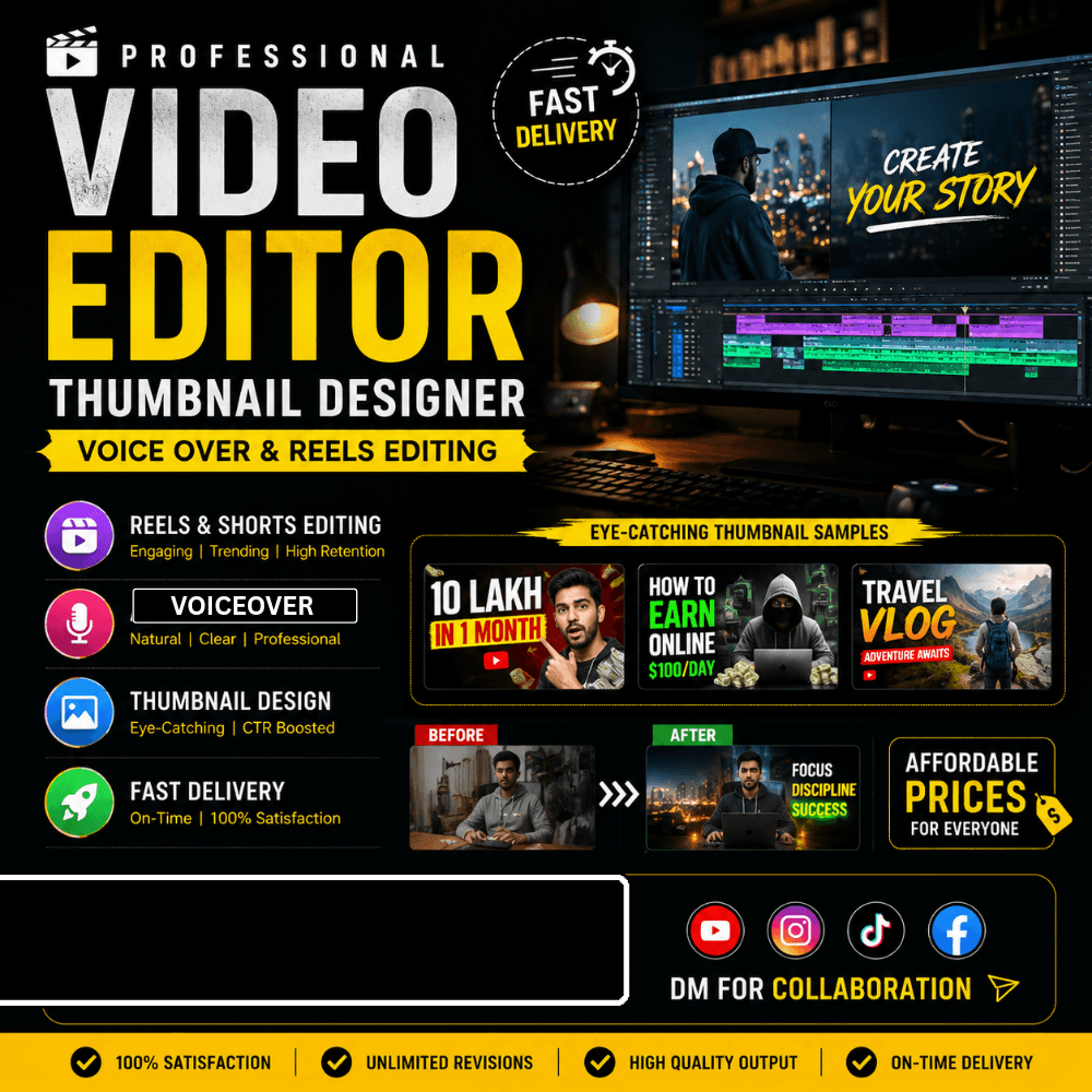 I will Edit Your Videos, Reels And Create Your Thumbnails